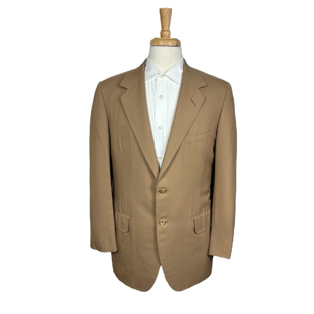 Oxxford Clothes Camel Brown Pure Wool Mens Half Lined Blazer 40L